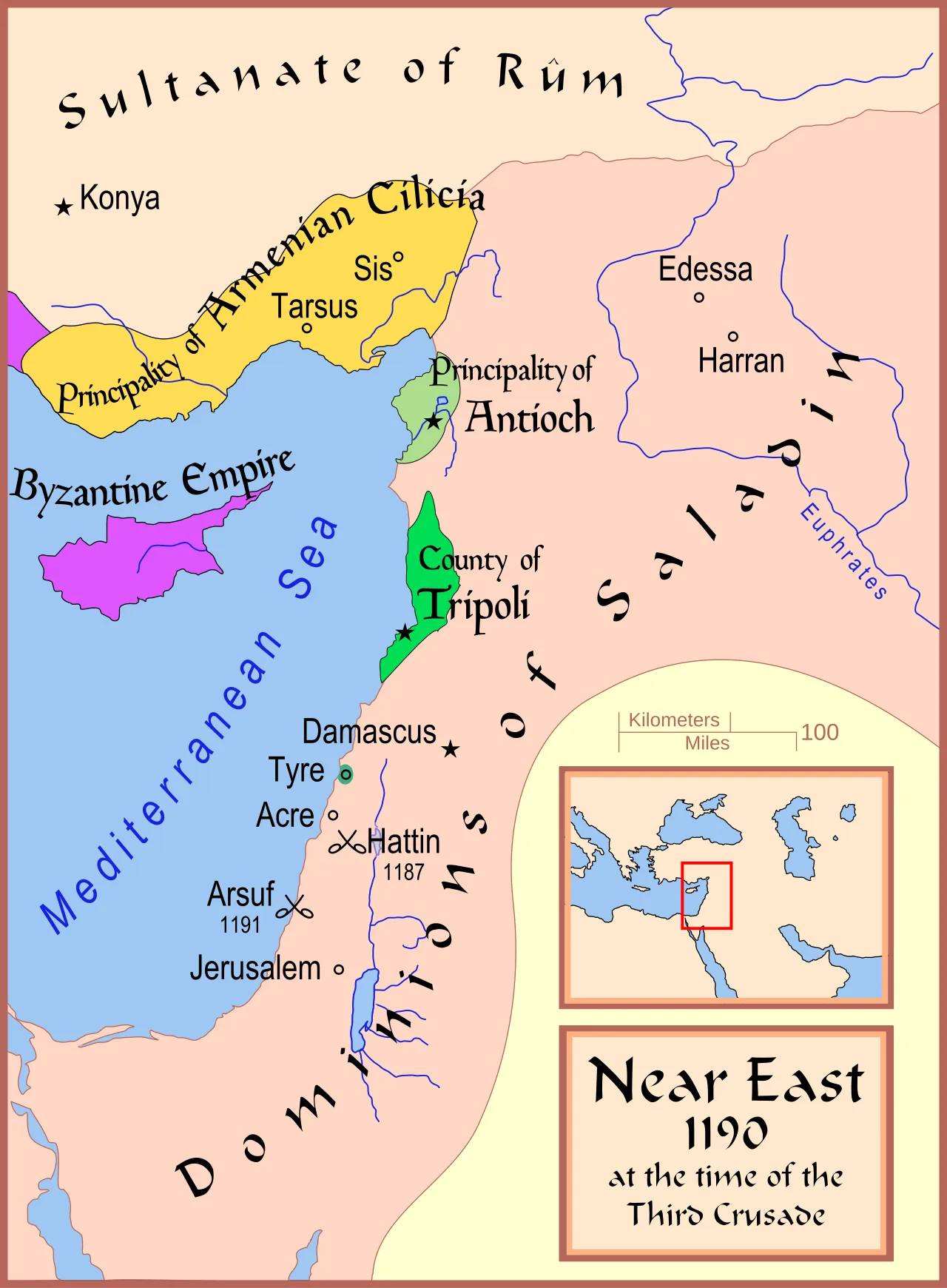 Dobová mapa bitvy: Obléhání Akkonu