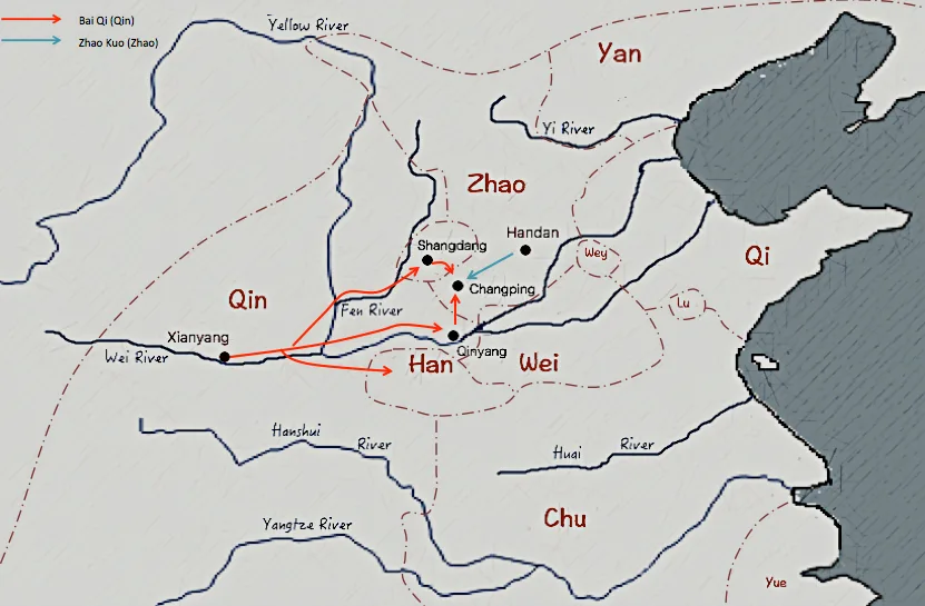 Dobová mapa bitvy: Bitva u Čchang-pchingu