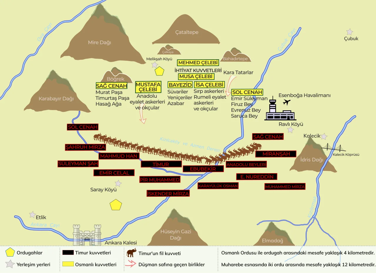 Dobová mapa bitvy: Bitva u Ankary