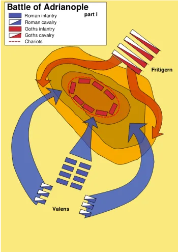 Dobová mapa bitvy: Bitva u Adrianopole