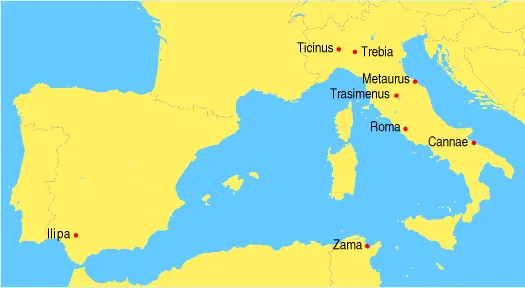 Dobová mapa bitvy: Bitva na Metauru