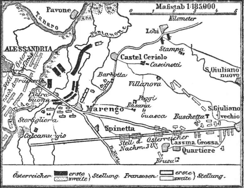 Dobová mapa bitvy: Bitva u Marenga