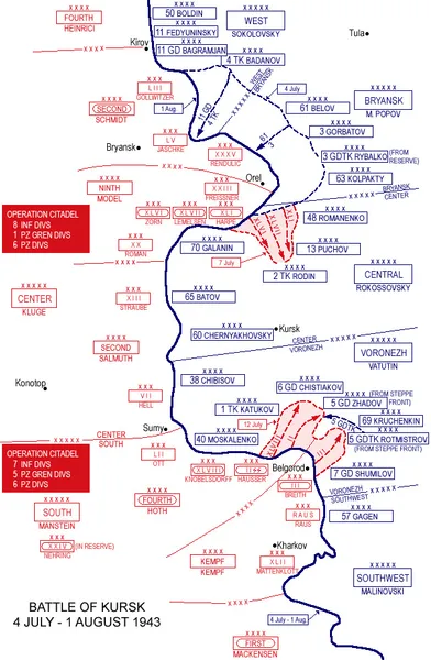 Mapa — Bitwa pod Kurskiem