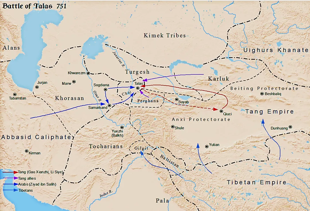 Dobová mapa bitvy: Bitva u Talasu