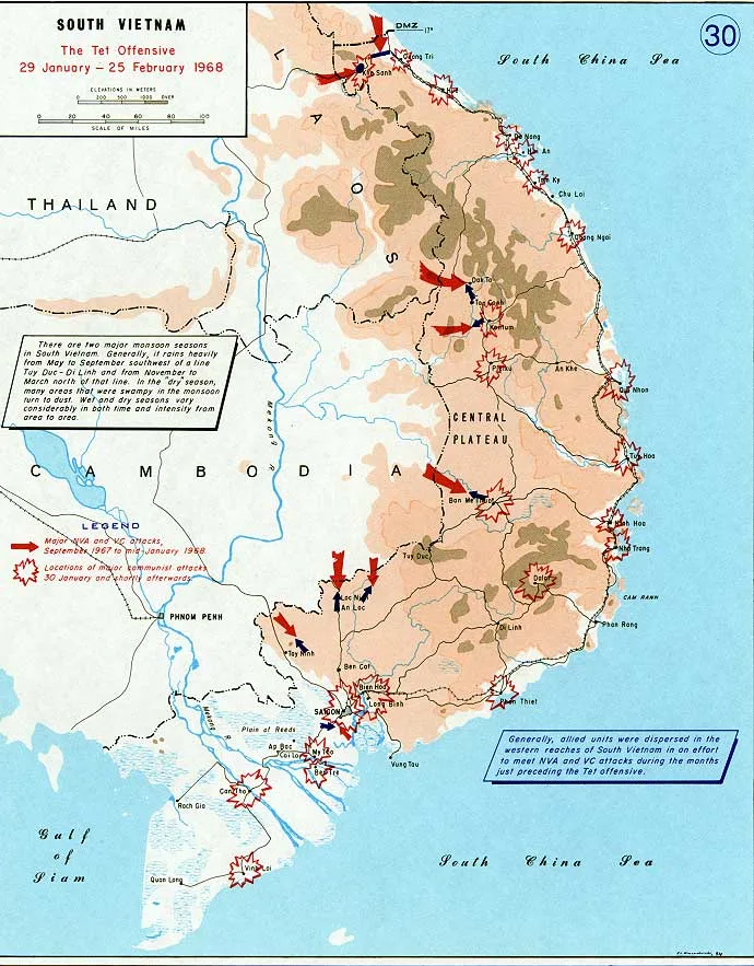 Dobová mapa bitvy: Ofenziva Tet