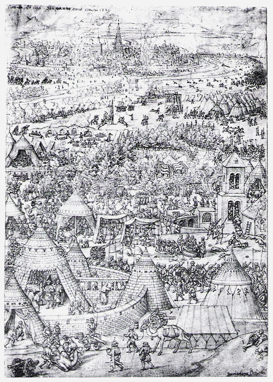 Dobová mapa bitvy: První obléhání Vídně