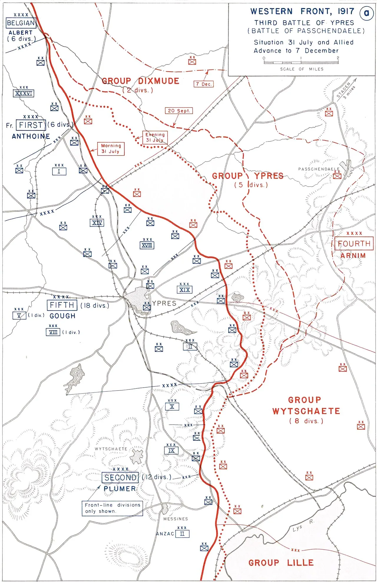 Dobová mapa bitvy: Bitva u Passchendaele