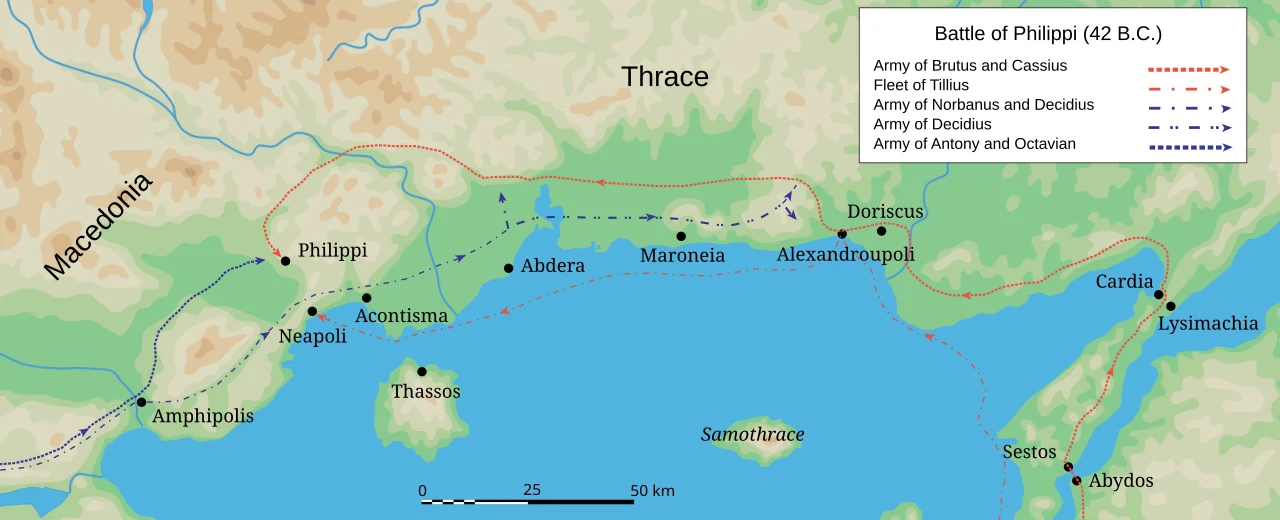 Dobová mapa bitvy: Bitva u Filipp