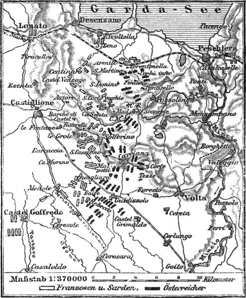 Dobová mapa bitvy: Bitva u Solferina